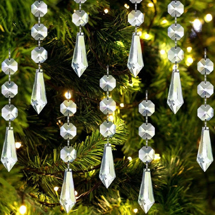 5PCS Snowflake Crystal Christmas Ornaments for Tree Decorations, Hanging Crystals for Centerpieces Acrylic Chandelier Garland Beads Strands Prism Decorations Clear Teardrop Chandelier Crystals Pendant Wedding Home Garden Outd