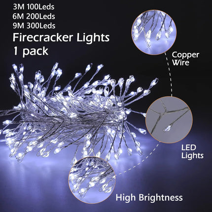 USB Power LED Firecracker String Lights Remote Control Garland Fairy Lights for Wedding Party Garden Plants Christmas Decoration