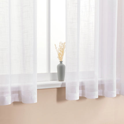 White Short Linen Sheer Curtains for Kitchen Tulle Living Room Bedroom Curtains for Window Treatments Cortina 1pc Modern Drapes