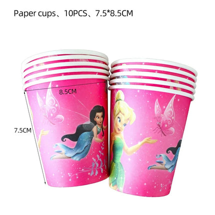 Cartoon Tinker bell Kids Birthday Party Decoration Tableware Elf Fairy Paper Plate Tablecloth Balloon Tinkerbell Party Supplies