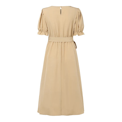 2026 ZANZEA Elegant Pleated Dress Women Summer Sundress Short Puff Sleeve Midi Dresses Solid A Line Work Vestidos Holiday Robe
