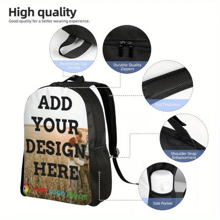 Customized Lightweight Daypack,Personalized Polyester Casual Backpack with Adjustable Straps,Zip Closure,Hand Wash,Unique Design
