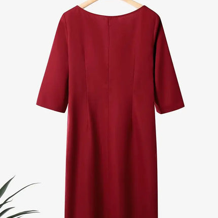 ZANZEA Fashion Solid Party Dresses Women 3/4 Sleeve Elegant Robe 2025 Casual O-Neck Collect Waist Knee-Length Office OL Vestidos