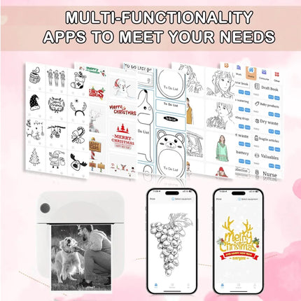 Wireless Portable Mini Thermal Photo Printer with Mobile App USB Charging for Thermal Paper Photos & Notes Ideal for Offices Supermarkets Android/iPhone