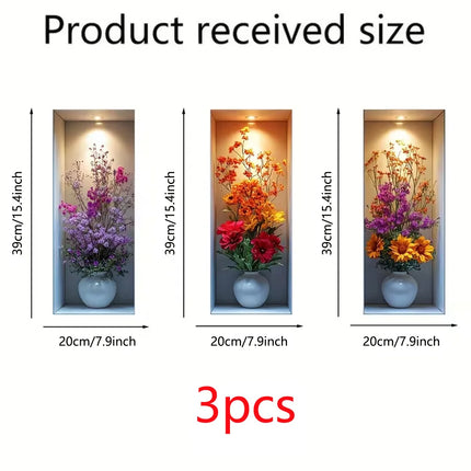 3D Imitation Wall Painting Realistic Vase Self-adhesive Wall Stickers Home Decoration for Living Room Bedroom Wall Art Decals