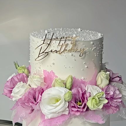 3pcs "Happy Birthday" PMMA Cake Topper - Eaves/Letter Design, Cake Plug-in for Birthday, Baking Supplies & Holiday Gifts
