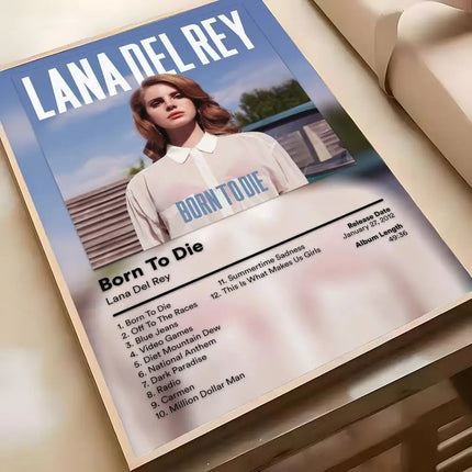 L-Lana D-Del R-Rey Poster Waterproof Self-Stick Wall Art Stickers, Removable Wall Decor for Living Room and Bedroom