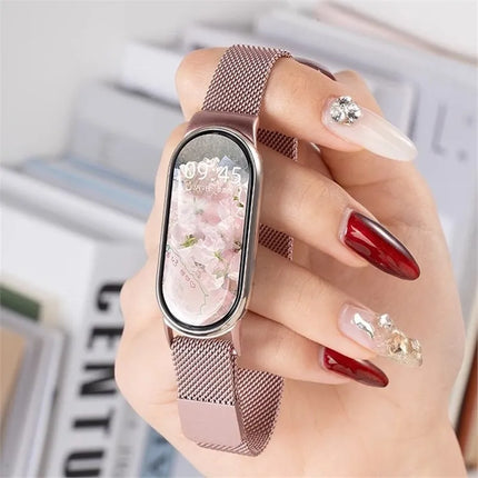 Milanese Magnetic Adjustable Metal Stainless Steel Braided Women's Mi 9 Strap for Xiaomi 8/9/10 Bracelet Strap