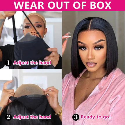 250% Density Straight Wear And Go Glueless Bob Wig For Women Ready To Go Human Hair Wigs 13x4 Lace Closure Wig Human Hair
