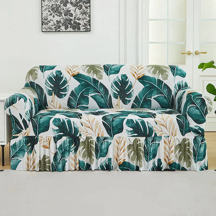 XM-Luvetoria 1pc Printed Sofa Slipcover Non-slip Elastic Sofa Cover With Skirt Furniture Protector for Bedroom Office Living Room Home Decor