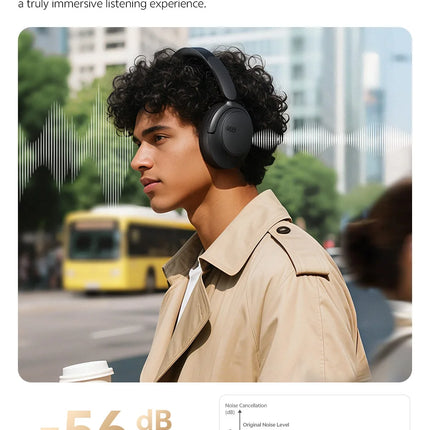 QCY H3S Over Ear Headphone Hi-Res LDAC Spatial Sound Headset H3S -56dB Adaptive ANC Wireless Earphone Bluetooth 6.0 102Hrs