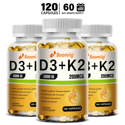 Vitamin D3 K2 - Vitamin D3 5000 Iu & K2 As MK-7 200 Mcg - with Magnesium, Zinc, Immune & Mood Support, for Bone & Teeth Health