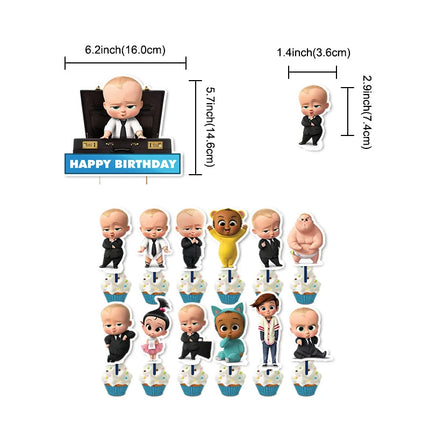 Baby B-BOSSED Birthday Theme Birthday Party Decoration Backdrop Family Cup Plate Napkin Balloons Baby Shower Supplies Kid Gift