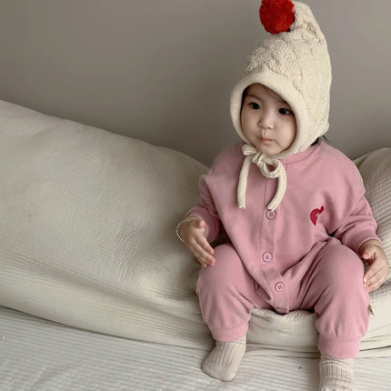 2025 Autumn New Baby Long Sleeve Romper Boy Girl Newborn Fashion Heart Print Jumpsuit Cotton Infant Letter Casual Onesie 0-24M