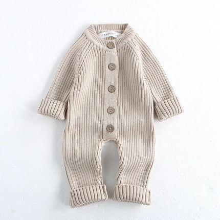 Ircomll Infant Jumpsuits Knitted Solid Color O'neck Baby Boys&Girls Romper Bodysuit Baby Clothes For Toddler Boy&Girl 0-24m