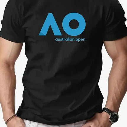 Summer new letter printed men's T-shirt comfortable, breathable, casual round neck solid color top
