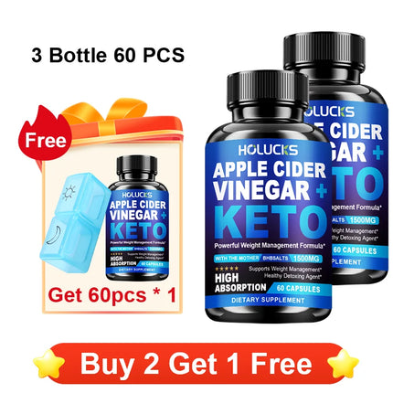 Keto ACV 1500mg Supplement, with Apple Cider Vinegar & GoBHB, for Metabolism & Gut Microbiome Health, Beautify Skin, Vitality