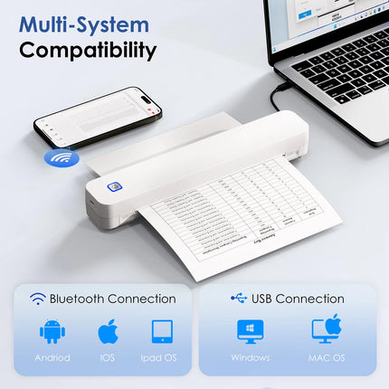 Mini Portable A4 Thermal Printer Desktop Inkless Photo PDF Document Printer for Office Home Travel HD Printing