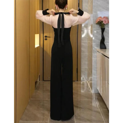 2025 Spring New Fashionable Long Sleeve Jumpsuit With Elegant and Stylish Style Featuring a Slim Waist a Wide Leg Suit for Women