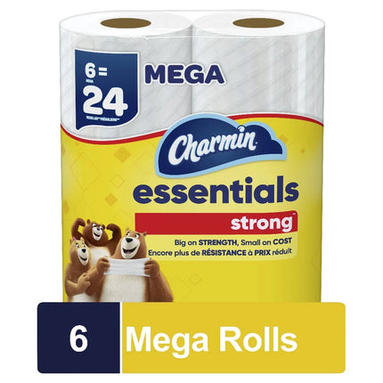 Essentials Strong Toilet Paper 6 Mega Rolls, 429 Sheets Per Roll