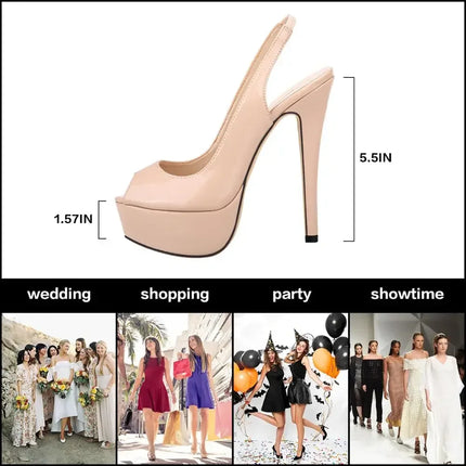 LOSLANDIFEN New 14CM Platform Super High Heels For Woman Sexy Open Toe Sandals Gladiator Party Dress Women Shoes Plus Size 44
