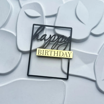 3pcs Happy Birthday Square Acrylic Cake Topper Gold Silver Rose Gold Birthday Party Baby Shower Cake Decoration Accessories