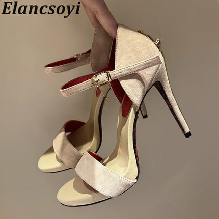 2025 Super High Heels Leather Sandals Women Open Toe High Heel Party Shoes Summer Ankle Strap Women's Gladiator Sandalias Mujer