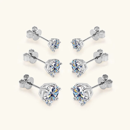OXTAO 18K White Plated 0.5-2ct Moissanite Diamond Stud Earring Real 925 Silver Wedding Earring Luxury Women's Jewelry Certified