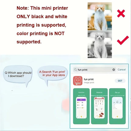 Wireless Portable Mini Thermal Photo Printer with Mobile App USB Charging for Thermal Paper Photos & Notes Ideal for Offices Supermarkets Android/iPhone