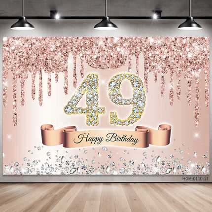 Rose Golden Happy 18th Birthday Party Backdrop Glitter Diamond Birthday Background Girl Sweet Birthday Party banner photography