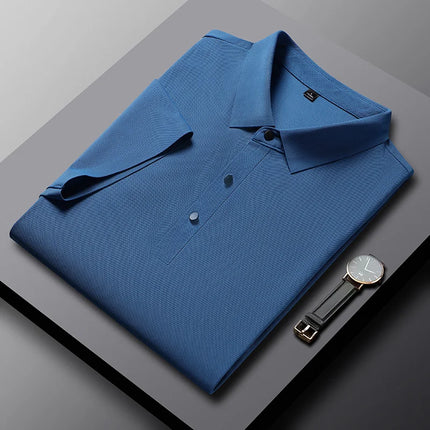 YJKVUR 2026 Summer New Polo Shirt Men 3 Buttons Casual Work T Shirts Quick Dry Short Sleeve Golf Shirt High Quality Plus Size