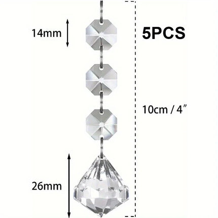 5PCS Snowflake Crystal Christmas Ornaments for Tree Decorations, Hanging Crystals for Centerpieces Acrylic Chandelier Garland Beads Strands Prism Decorations Clear Teardrop Chandelier Crystals Pendant Wedding Home Garden Outd