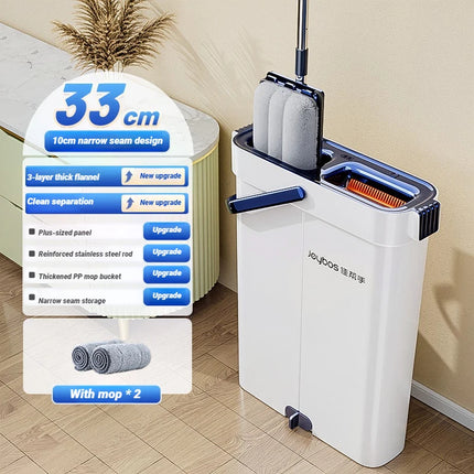 JOYBOS 33cm Spin Hand Free Flat Mop With Bucket Set Wet Dry Separation For Living Room Toilet Home Mops Floor Cleaning Tool