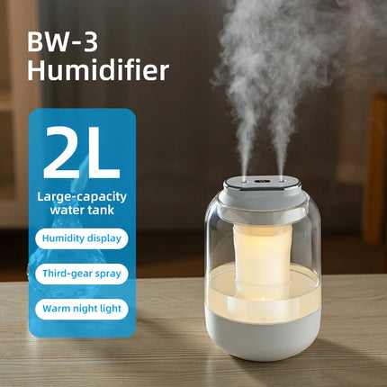 2026 New 2L Double Nozzle Air Humidifier USB Aroma Diffuser Essential Oil Purifier Aromatherapy Mist Maker Color Lights For Home