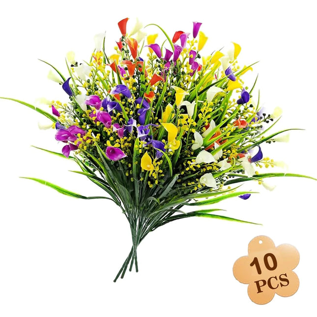 10/20 Pcs Indoor/Outdoor Calla Lily Artificial Flowers, Colorful UV-resistant Plastic Material for Home Garden, Planters, Porch