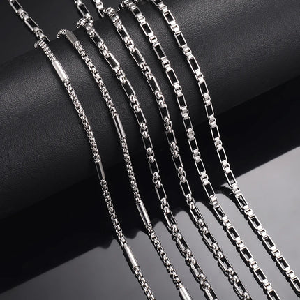 New 1 piece Stainless Steel Square Pearl Chain Necklace 3:1 Handmade Box Chain DIY Jewelry Making Bracelet Anklet Necklace