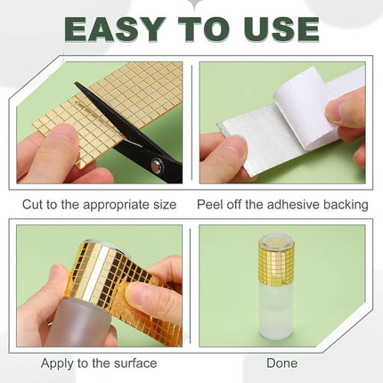 8000Pcs Acrylic Mirror Mosaic Tiles Self-Adhesive 5x5mm Green Square Disco Ball Mirror Tiles Sticker for DIY Craft Decoration