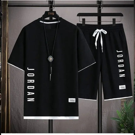Summer Hot Selling Men's Sports Set JORDAN Printed Casual T-Shirt + Shorts Two-Piece Running Set Breathable and Comfortable