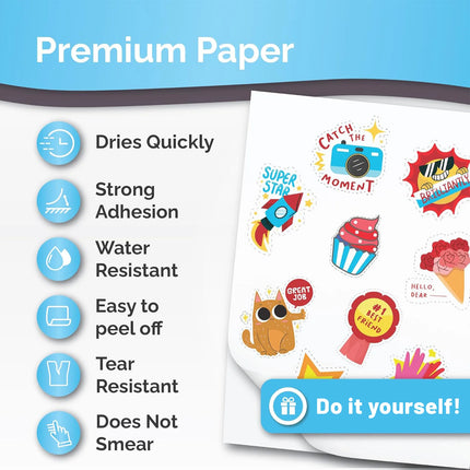 10 Sheets Glossy White Vinyl Sticker Sheets - A4 Size (8.3 x 11.7 inches), Self-adhesive, Waterproof, Inkjet & Laser Printing