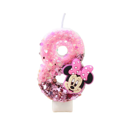 Number 0-9 Candles Cartoon Mickey Minnie Mouse Candle for Happy Birthday Cake Cupcake Topper Party Decoration Supplies DIY Gifts