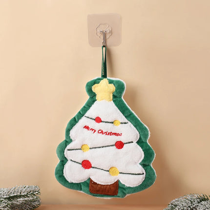 Christmas Hand Towel Cartoon Gingerbread Man Snowman Coral Fleece Towel Christmas Home Kitchen Bathroom Decoration Xmas Gifts