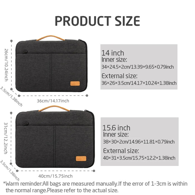 Laptop Sleeve Bag 14 15.6 Inch Notebook Pouch For Macbook HP Dell Acer Shockproof Computer Briefcase Travel Business Men Case