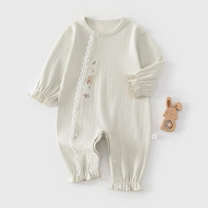 Customized Name Baby Onesie Spring Autumn Cotton Long Sleeved Climbing Clothes Solid Color Base Baby Clothings