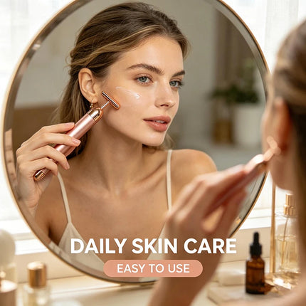 Electric Facial Massager 24K Gold Portable Electric T-Shaped Head Skin Care Massage Instrument Energy Beauty Bar Beauty Tool