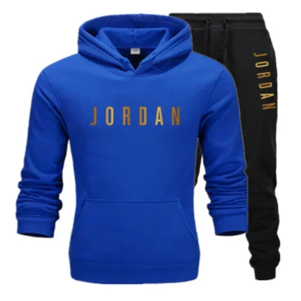 Men's printed sports suit hoodie and sweatpants two-piece set  suitable for casual sports street wear