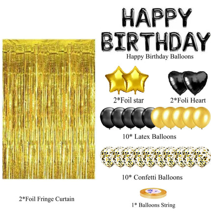 Happy Birthday Party Decoration Five Pointed Star Heart Shaped Glitter Balloon Set Birthday Party Decoration Supplies