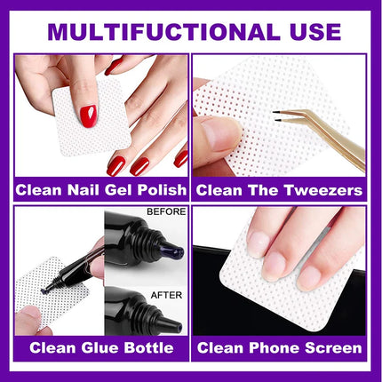 1000pcs Lint Free Nail Wipes Nail Polish Remover Pads Absorbent Soft Eyelash Extension Glue Cleaning Wipes Removal Manicure Tool
