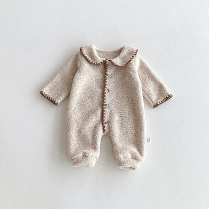 Personalized Baby Romper Korean Autumn Winter Double Sided Velvet Jumpsuit Solid Color Climbing Jacket for Infant Kids