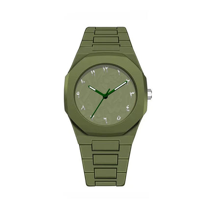 Arabic Dial Waterproof Watch Round Dial Plastic Strap Business Watch Color Strap Exquisite Design Couple Watch Casual Wear