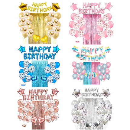 Happy Birthday Party Decoration Five Pointed Star Heart Shaped Glitter Balloon Set Birthday Party Decoration Supplies
